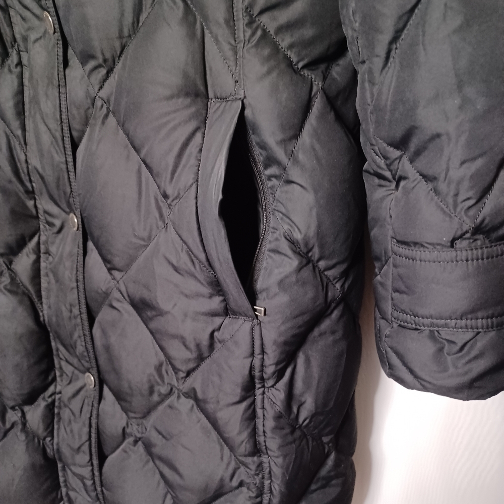 LAND'S END Women's Black Down/Feather 3/4 Coat. MP (10-12) - Picture 5 of 14